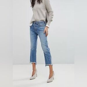 J Brand Wynne High Rise Crop Raw Hem Jeans in Hydra Wash Size 31